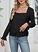 UNCOOYEE Blouses for Women Dressy Casual Work Going Out Eyelet Square Neck Puff Long Sleeve Embroidered Lace Crochet Boho Tops Trendy Fall Fashion 2025 Black Medium