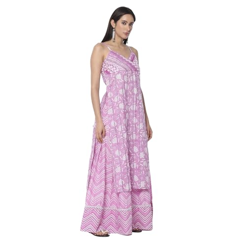 Image of BIBA Women Cotton Straight Printed Suit Set