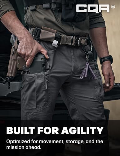 CQR Men's Flex Stretch Tactical Pants, Water Resistant Ripstop Cargo Pants, Lightweight EDC Outdoor Work Hiking Pants, Intense Charcoal, 34W x 32L — view 4