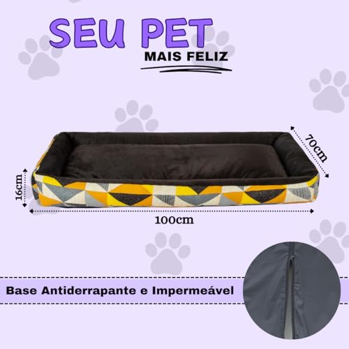 Cama Pet Espaçosa Para Pet Porte Grande Com Ossinho Pelúcia (Triângulo amarelo)