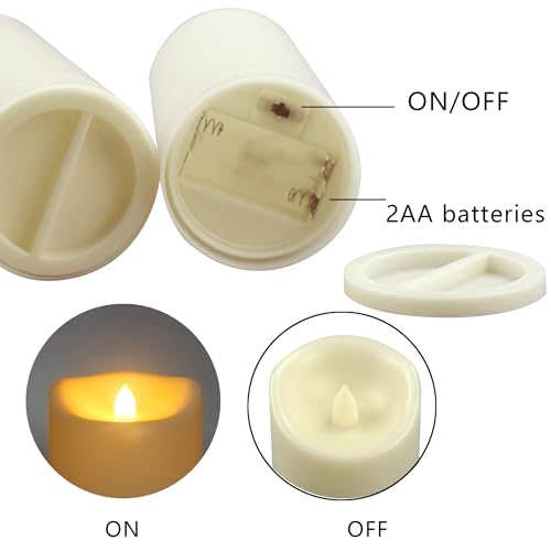 Image of Outdoor Battery Operated Flameless LED Candles with Timer D3 inchxH6 inch 2 PCS | CANDLE CHOICE Waterproof Plastic LED Pillar Candles for Lantern Patio Garden Wedding Party Halloween Christmas Decorations