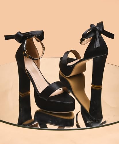 Image of SilverArrow womens Knotco Fashion Sandals|Block Heel Sandals With AnkLe Buckle Strap|Fusion Wear