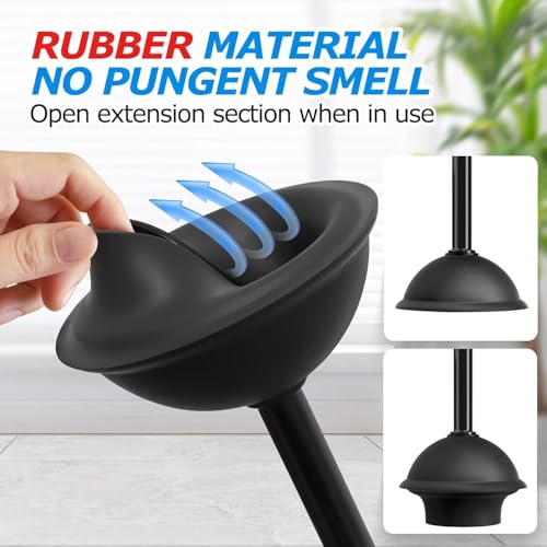 Image of FORASTO 2Pack 2 in 1 Toilet Brush and Plunger Set, Extended Handle Plunger,Toilet Bowl Brush Plunger Set,Bathroom Cleaning Tools,Toilet Brush Plunger Combo,Cleaning Supplies,Black