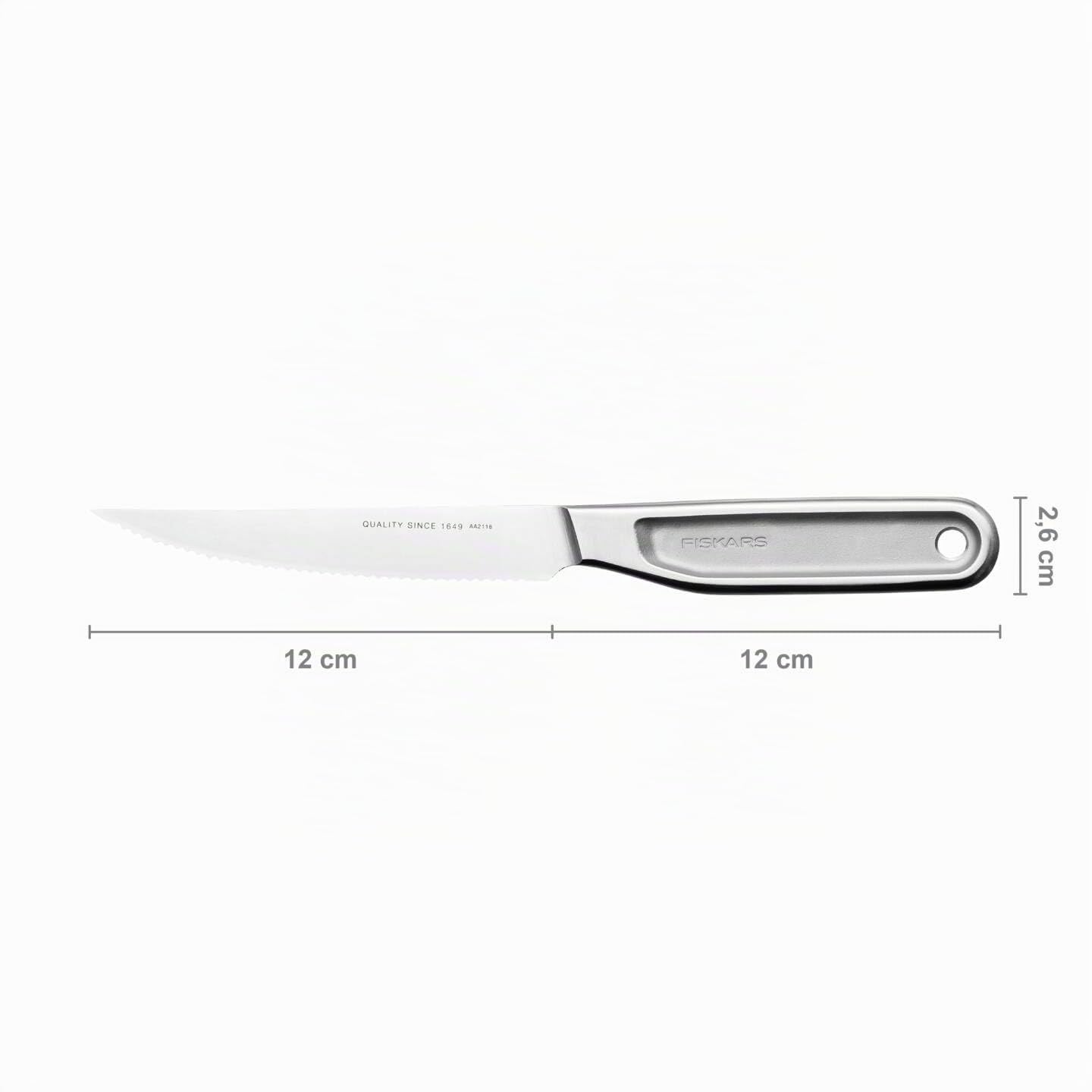 Fiskars Couteau à tomates All Steel, Argent
