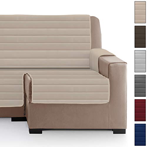 Eiffel Textile Cubre Sofá Longue Acolchado Mascotas, Poliéster, Beige, Chaise Derecha 240