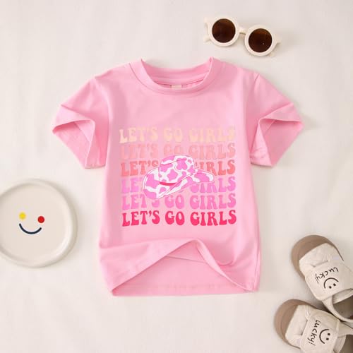 CM C&M WODRO Toddler Baby Girls Western Cowgirl T-Shirt Lets Go Girls Graphic Tee Shirt Kids Short Sleeve Rodeo Summer Tops4
