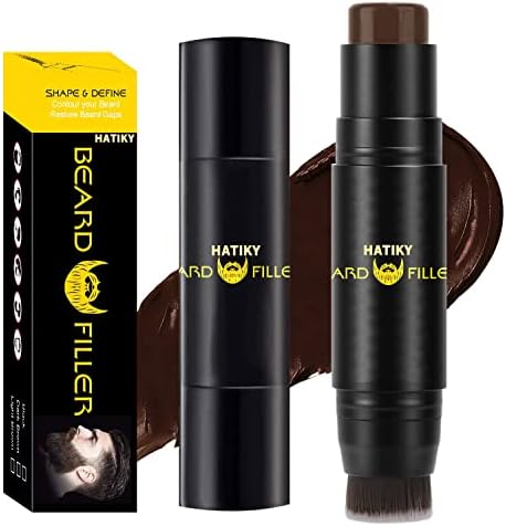 HATIKY Beard Pencil Filler for Men- Water Proof& Sweat Proof, Long Lasting -Beard Filler Stick Beard Pen Cover Creates Natural Looking Beard, Moustache & Eyebrows (dark brown)