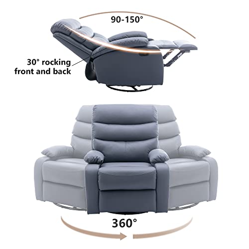Gnmlp2020 Swivel Rocking Recliner Chair For Living Room, Beige Recliner Chair Made Of New Technology Fabric, Manual Small Recliner Easy To Operate The Recline-Dark Grey #TOP2