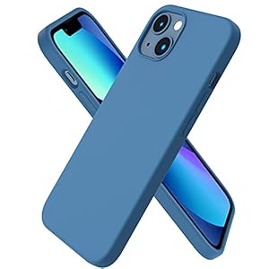 ORNARTO Compatible with iPhone 13 Case 6.1", Slim Liquid Silicone 3 Layers Full Covered Soft Gel Rubber Case Cover 6.1 inch-Blue