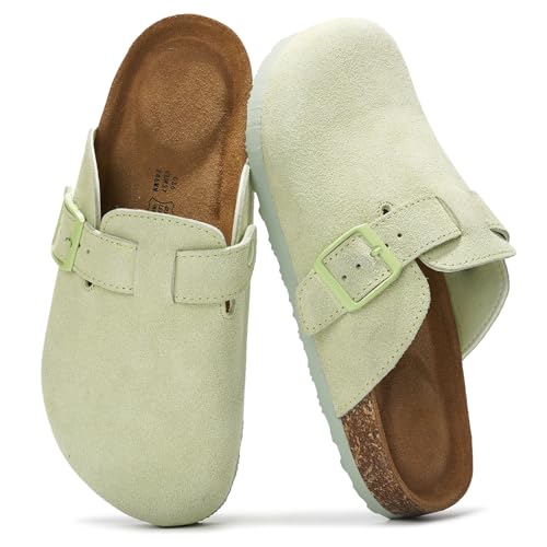 Project Cloud Genuine Leather Footbed Clogs for Women - Memory Foam Arch Support Slippers for Women...