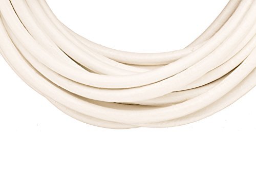 Full-Grain Leather Cord, 3mm Round White 5 Yard