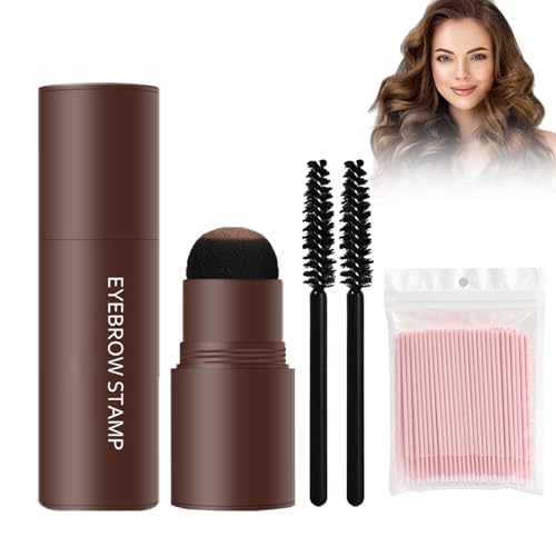 Rostblant 33.5g Set de pochoir pour sourcils, Poudre pour sourcils imperméable à l'eau, Tampon pour sourcils imperméable à l'eau(light brown)