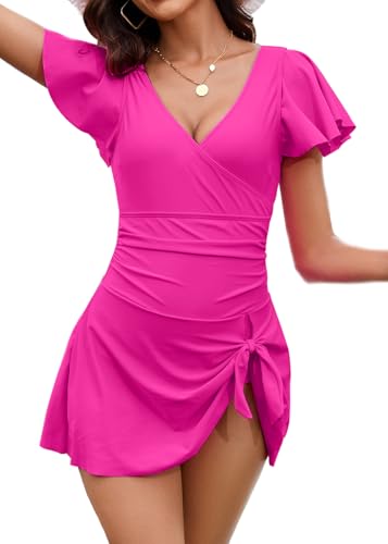 Image of Eagerbuy Women's One Piece Swimdress Swimsuits for Women Tummy Control Swim Dresses