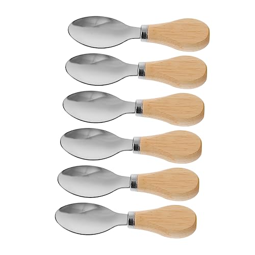 PRETYZOOM 6pcs Short Handle Wooden Handle Spoons Serving Butter Scoop