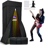 Portable Recording Booth with Adjustable LED Light & Thickened Soundproofing - Studio-Grade Echo-For Home portable vocal booth, Podcasting, Music - Includes Tablet Stand, Storage Shelf & Travel Bag