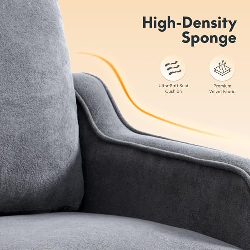 FLEXISPOT AC2 Accent Chair for Living Room, Mid Century Modern Reading Chair for Bedroom, Upholstered Armchair Comfy Single Sofa Side Chair for Office, Apartment, Small Room, Grey — view 4