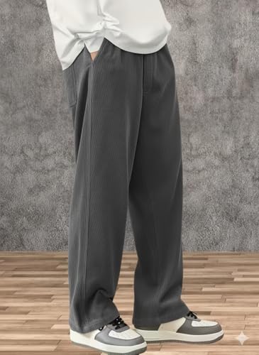 Image of Samfor Men's Comfortable Baggy Corduroy Pants | Relaxed Fit Stretch Waist Trousers for Everyday Wear | Casual Trouser for Man