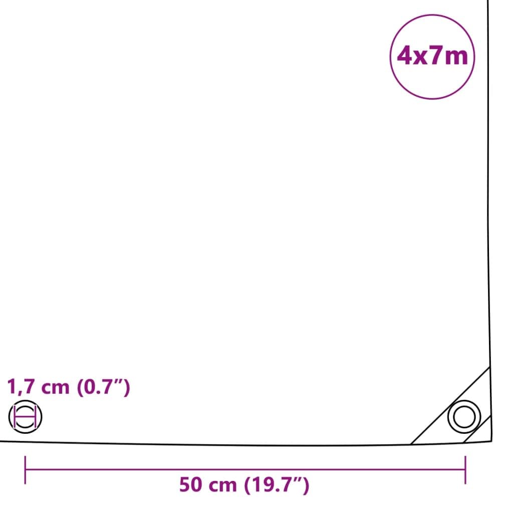 Mangloder Telone 650g/m² Grigio 4x7m, Telone in Tela con Rivestimento in PVC, Impermeabile, Antistrappo, Resistente ai raggi UV, con Occhielli e Bordo Rinforzato, per Giardino, Campeggio, Auto