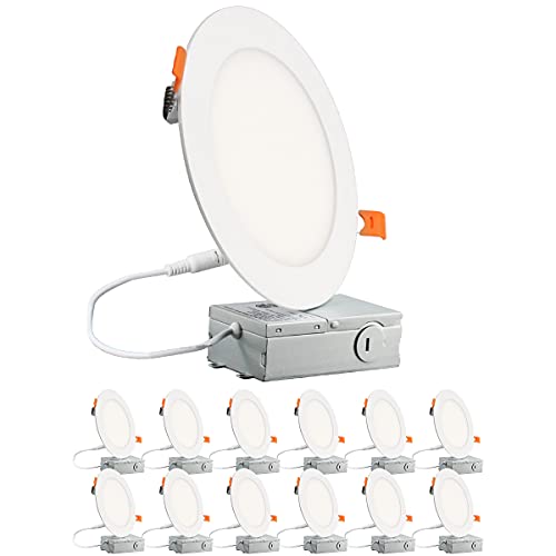 12 pack 4 inch ultra-thin led recessed ceiling lighting with junc…