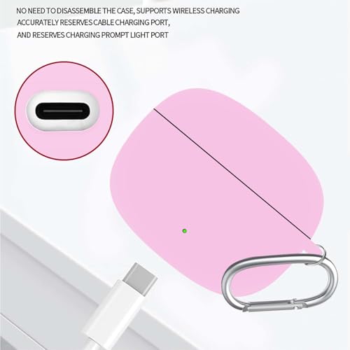 Image of Anvique Silicone Case Cover for Oneplus Nord Buds 4 Pro, Scratch Resistance, Shock Absorption, with Premium Carabiner (Pink R)