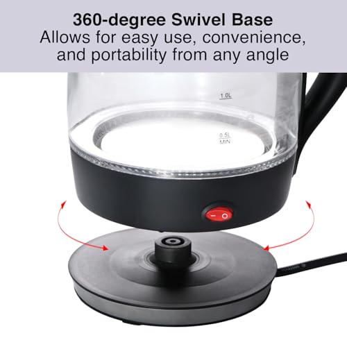 Image of Hawkins Futura 1.8 Litre Electric Glass Kettle, 1300W Electric Hot Water Kettle for Tea, Coffee, Soup, Gargling, Black (FKTB1)