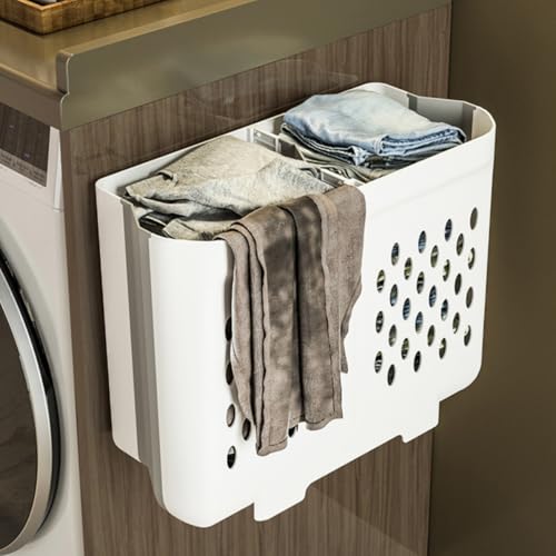 Panier à linge capacité robuste pliable mural double compartiment de tri