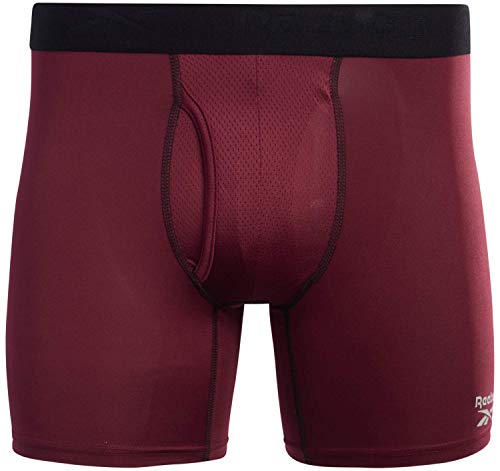 Reebok Men's Underwear - Performance Boxer Briefs With Fly Pouch (4 Pack), Size Medium, Black/Fig/Grey #TOP2