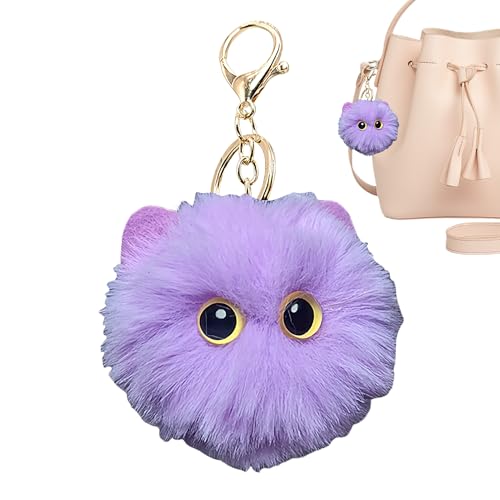 Generisch Colgante de bolsillo - Gato de peluche Kawaii | Llavero con pompón | Colgante de animales esponjoso para llavero, decoración coleccionable para mochilas, para amantes de los gatos, escuela y