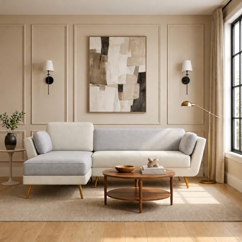 Image of Nuvola Air Premium Latex Fabric Sofa | 3, 4 & 5 Seater Options | Single & Dual-Tone Variants | Ultra-Soft Deep Seating Comfort | Modern Living Room Sofa | 3-Year Warranty (Grey & White, 4)