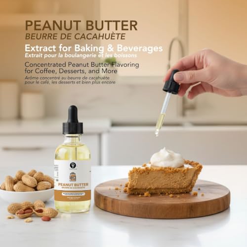 Image of Dolce Flav Peanut Butter Flavoring - Rich, Creamy Roasted Nut Taste | 2 oz Concentrated Extract for Baking, Desserts, Drinks & Protein Shakes | Graduated Dropper Included | Water-Soluble | Kosher | Made in USA