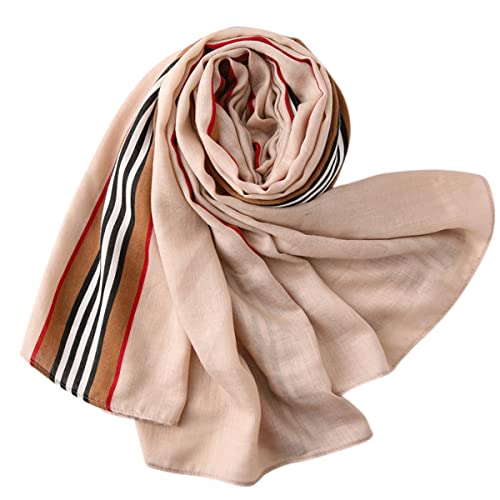 FAIRYGATE Damen Schal Heller Schal mit einfachem Streifenmuster Viskose Polyester Bunt Mehrfärbig Weich Deckenschal Übergroßer Poncho Halstuch 51012 Cover