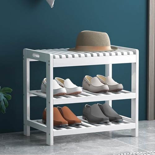 Banco de Almacenamiento de Zapatos Blanco Moderno con Zapatero de Entrada con Compartimentos estables para Sala de Estar y Dormitorio de 19,6 pulgadas/50 cm (Blanco L19,6 pulgadas/50 cm)