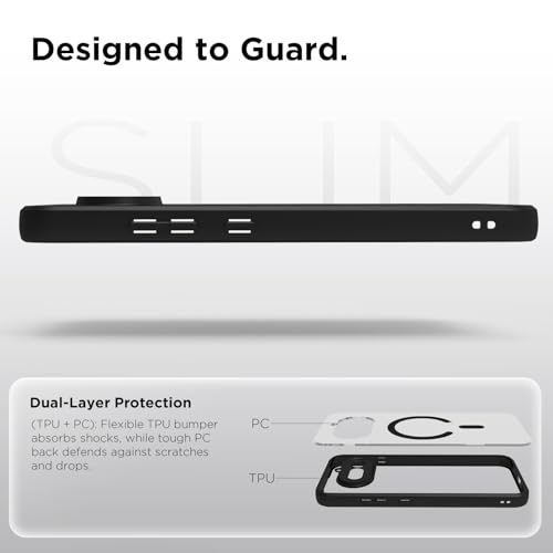 Image of RIGGEAR Shockproof Sleek Hybrid Armor Magnetic Back Cover Case Compatible with MagSafe Accessories for Nothing Phone 4a 5G (Clear PC + Black TPU Bumper)