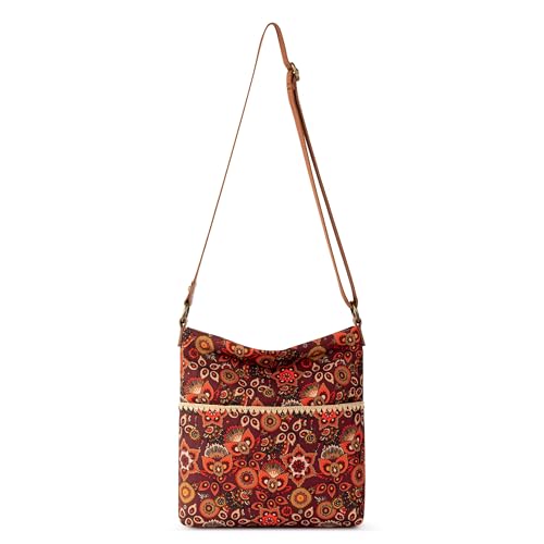 The Sak Lucia Leather Crossbody Purse - Sakroots Women's Handbag for Everyday & Travel - Cross Body Bag With Zipper