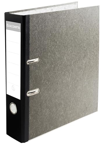 Classeurs a levier avec mecanique prem'touch - papier marbre gris - dos de 80 mm - a4 maxi – Vignette