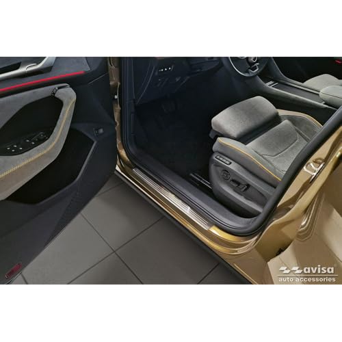 Seuils de portes inox Skoda Kodiaq II 2024 kit 4 pièces avec adhésif ultra résistant
