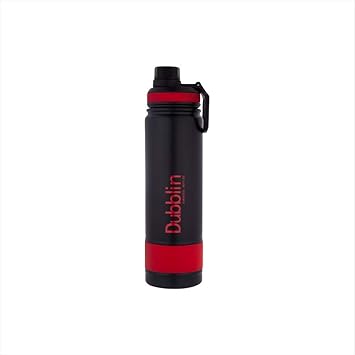 Dubblin Trump Stainless Steel Double Wall Vacuum Insulated BPA Free Water Bottle with Sipper & Anti Skid Bottom,Sports Thermos Flask Keeps Hot 12 Hours, Cold 24 Hours (Red 750 ML)