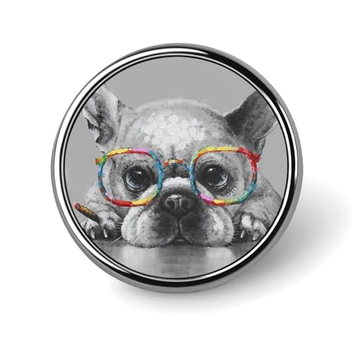 バッジ 円形 徽章 油絵 油彩 パグ フレンチブルドッグ 犬柄 缶バッジ 胸章 ピンバッチ ボタンブローチ 25mm おしゃれ ネクタイピン コレクション バッグ飾 帽子 胸飾り かばん掛け 工芸品 取付簡単 男女兼用 プレゼント