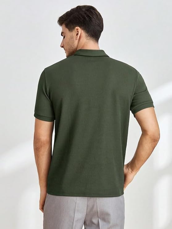 Image of NETCLICK Polyester V-Neck with Zip Closure Polo T-Shirt