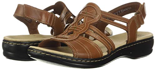 Clarks Womens Leisa Janna Sandal, Tan Leather, 9 Wide Us #TOP7