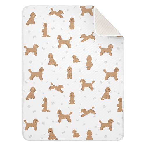 Image of Medium Poodle Baby Swaddle Blanket for Boys and Girls, Muslin Baby Receiving Swaddle Blanket, Soft Cotton Nursery Swaddling Blankets for Newborn Toddler Infant
