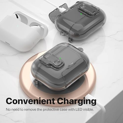 Image of Meyaar for AirPods Pro 3 Case, Clear Magnetic Automatic Lock Cases with Phone Stand with Keychain Case for Airpod Pro 3 for Men & Women (Black)