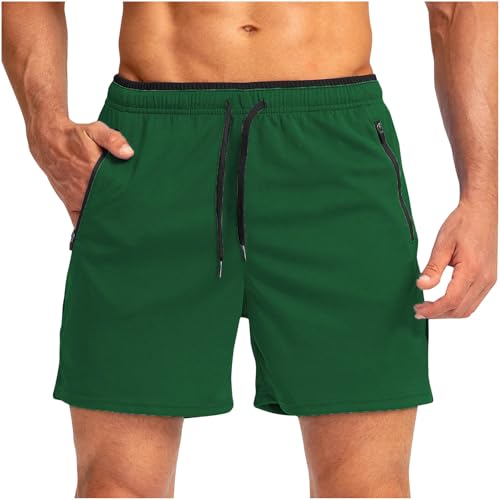 Men's Gym Shorts with Multi-Pockets Workout Varsity Street Shorts Elastic Waist Drawstring Summer SweatShorts