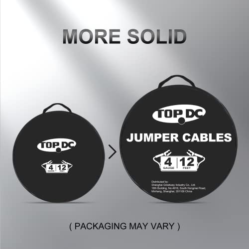 Topdc Pure Copper 4 Gauge 12 Feet Jumper Cables Ul Listed For Car, Suv And Trucks Battery, Heavy Duty Automotive Booster Cables For Jump Starting Dead Or Weak Batteries With Carry Bag And Gloves #TOP5