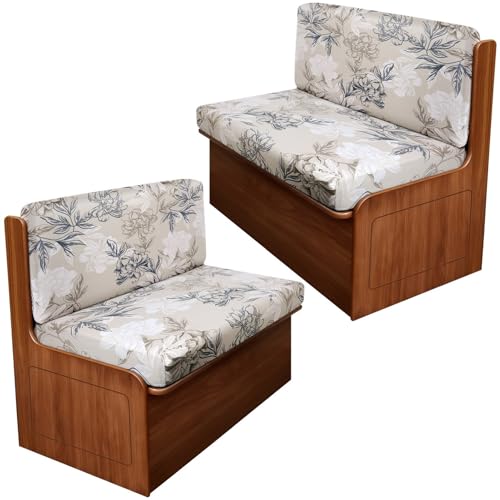 Image of SearchI RV Dinette Cushion Covers, Stretch Camper Cushion Slipcovers for Travel Trailer Couch RV Booth Seat, Replacement Camper Sofa Chair Protector (2 Backrest Cover & 2 Bench Cover, Flower Shadow)