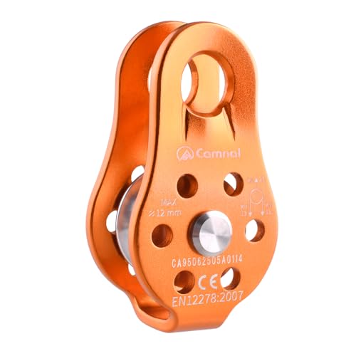 TRIWONDER 26kN Climbing Pulley CE Certified Rescue Pulley Single Sheave Aluminum Fixed Eye Rock Rope Pulley (02 26kN - Orange)