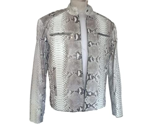 Quilt Snakeskin Jacket for Men Grey Color