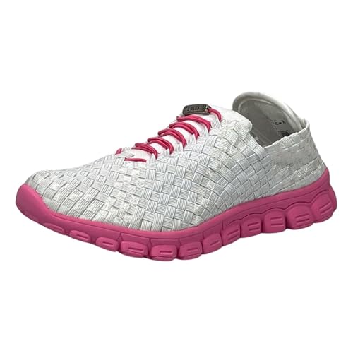 Image of Zee Alexis Women's Danielle Breathable Lightweight Flexible Casual Comfortable Slip-On No-Tie Elastic Laces Woven Sneakers