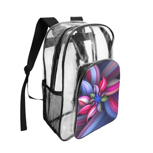 Mochila con estampado de flores de PVC transparente y bolsillo frontal 2
