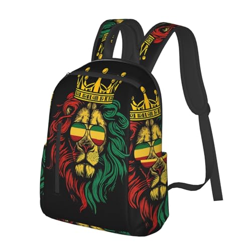 Men Women Bookbag Reggae king Rasta Flag Lion Black Laptop & Tablet Backpack for Travel, & Work2